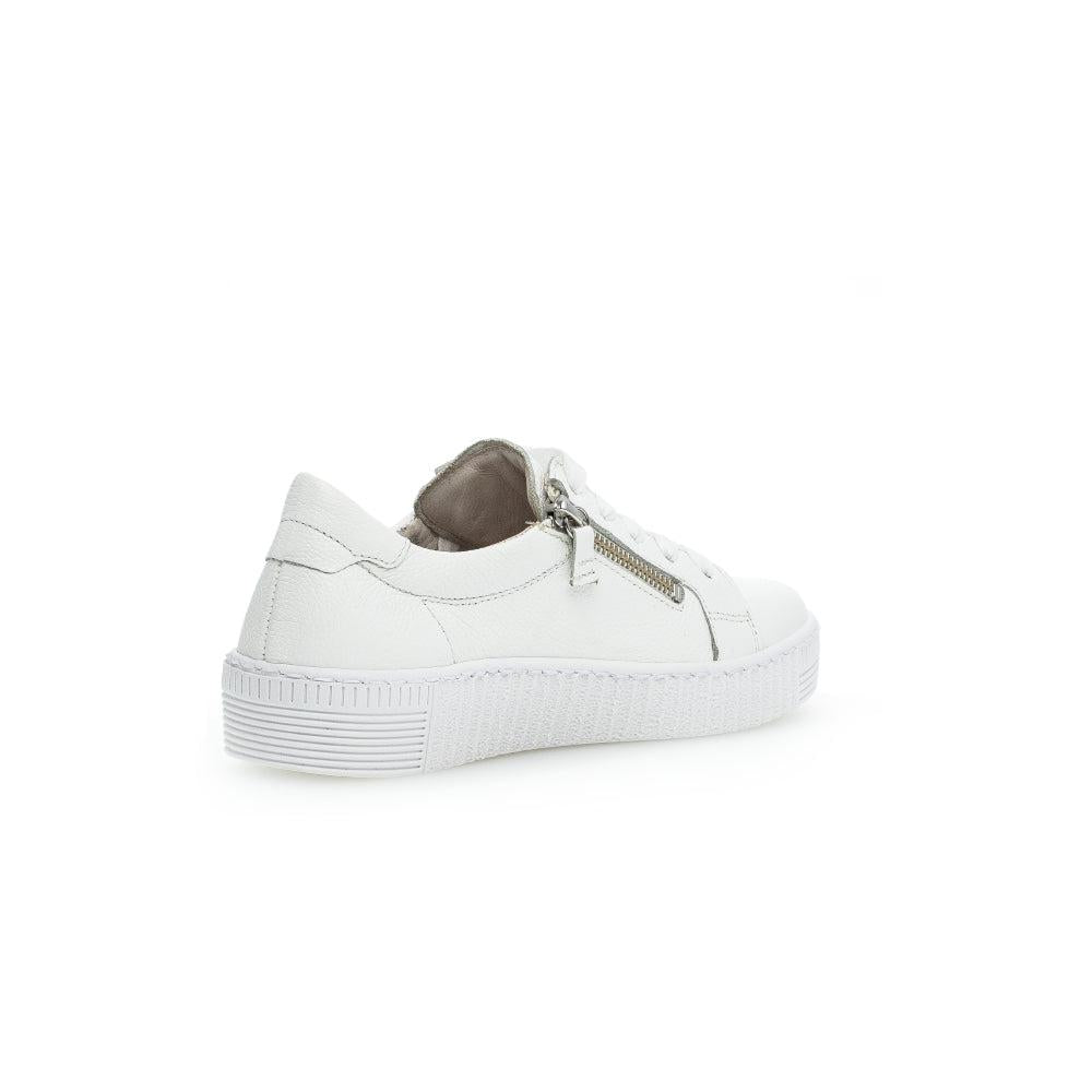 Gabor 63.334.21 women's white leather trainers with zip and lace detail, chunky sole, stylish casual sneaker.