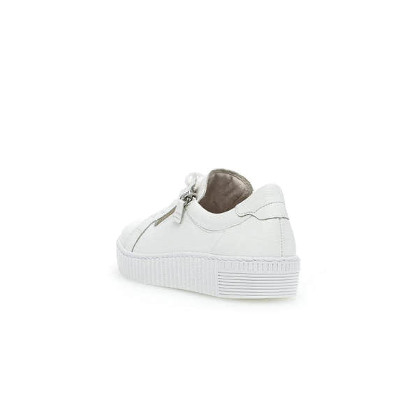 Gabor 63.334.21 women's white leather trainers with zip and lace detailing, chunky sole, stylish and comfortable footwear.