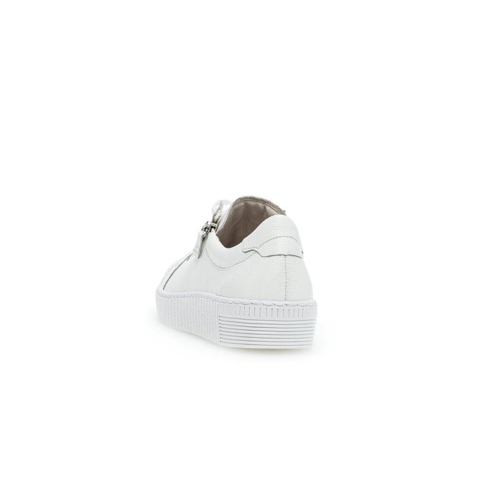 Gabor 63.334.21 Women's White Leather Sneakers with Zipper and Lace Details, Platform Sole.