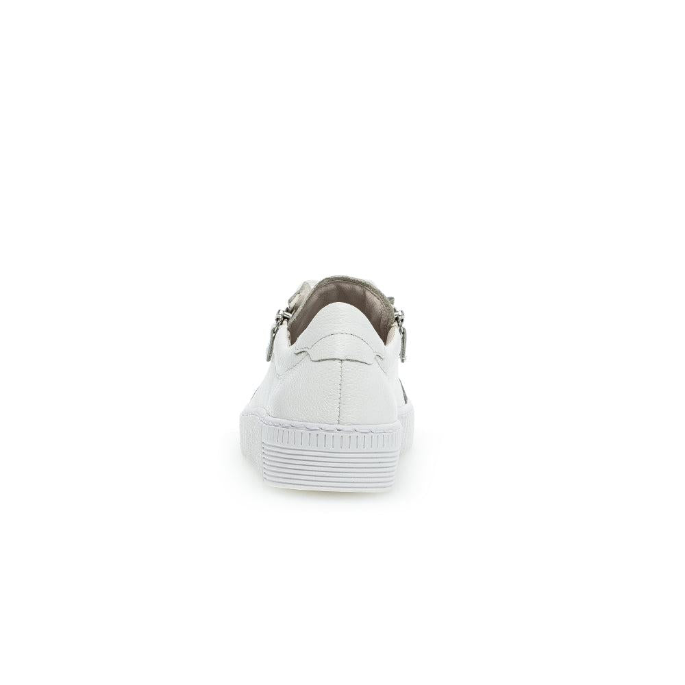 Gabor Women's White Leather Trainers with Zipper and Lace Details, Slip-On Style.