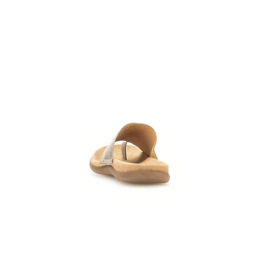 Gabor Lanzarote Ladies Beige Multi Leather Slip-On Sandals with cushioned footbed and open toe design.
