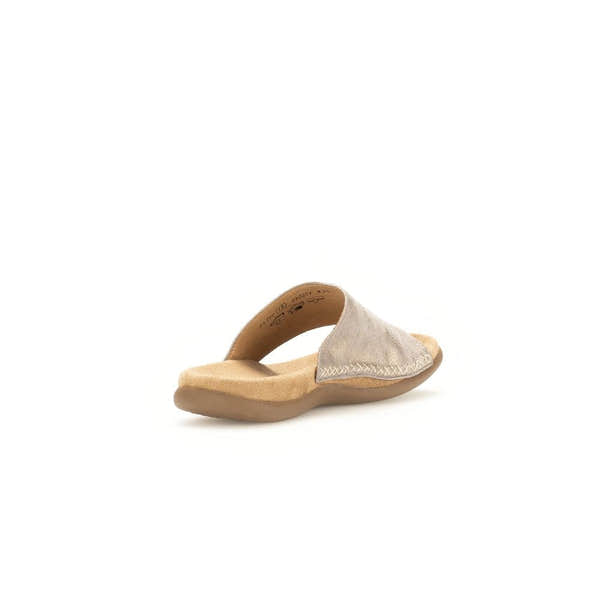 Gabor Lanzarote Ladies Beige Multi Leather Slip-On Sandals, comfortable open-back footwear with soft beige leather upper.