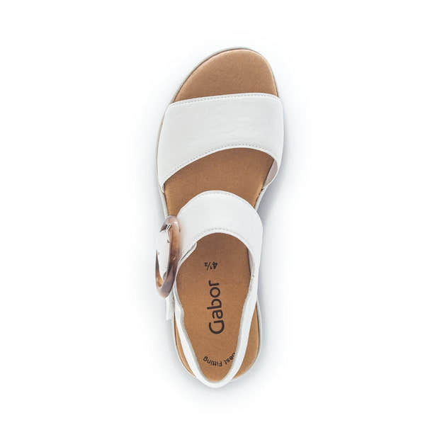 Gabor Ladies Creamy White Leather Touch Fastening Sandals with Crossover Straps and Metal Buckle, size 4½/2.