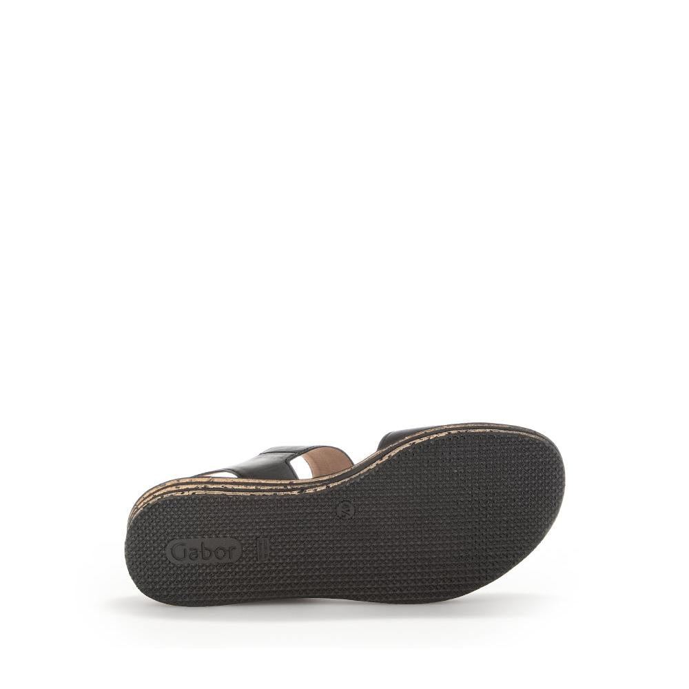 Gabor André Women's Black Leather Touch Fastening Sandals with cushioned sole and slip-on design.
