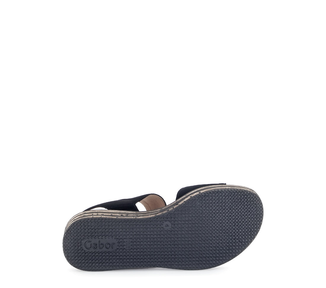 Gabor women's black suede touch fastening sandals, with comfortable sole and adjustable strap for easy wear.