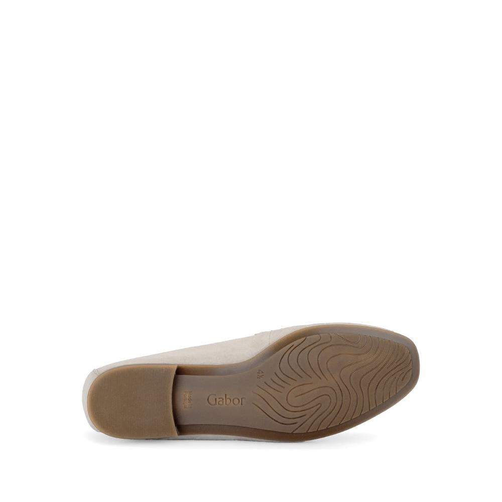 Gabor women's tan suede slip-on shoes with rubber sole and low heel, stylish and comfortable for casual wear.