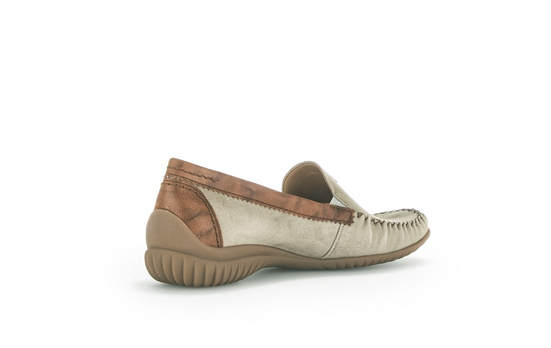 Gabor California Ladies Grey Suede Slip-On Shoes, casual footwear with textured sole and contrasting heel detail.