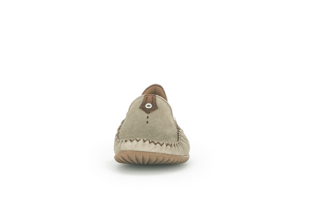 Gabor California Ladies Grey Suede Slip-On Shoes, casual, comfortable, flats with soft suede upper and rounded toe.