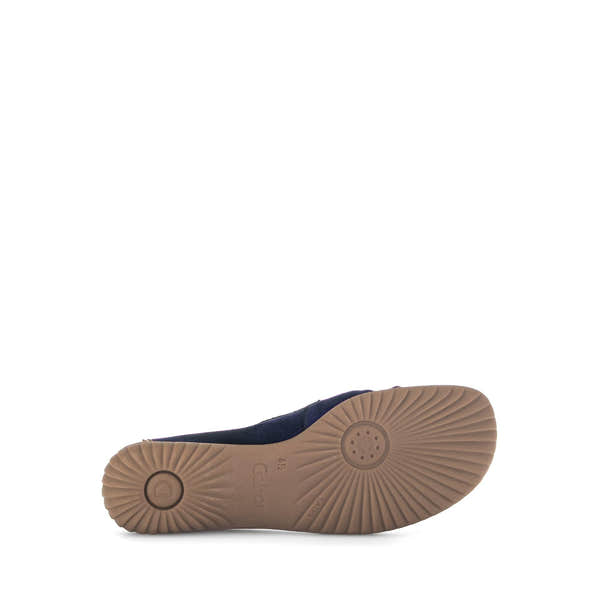 Gabor California Ladies Dark Blue Nubuck Slip-On Shoes with rubber sole and minimalist design.