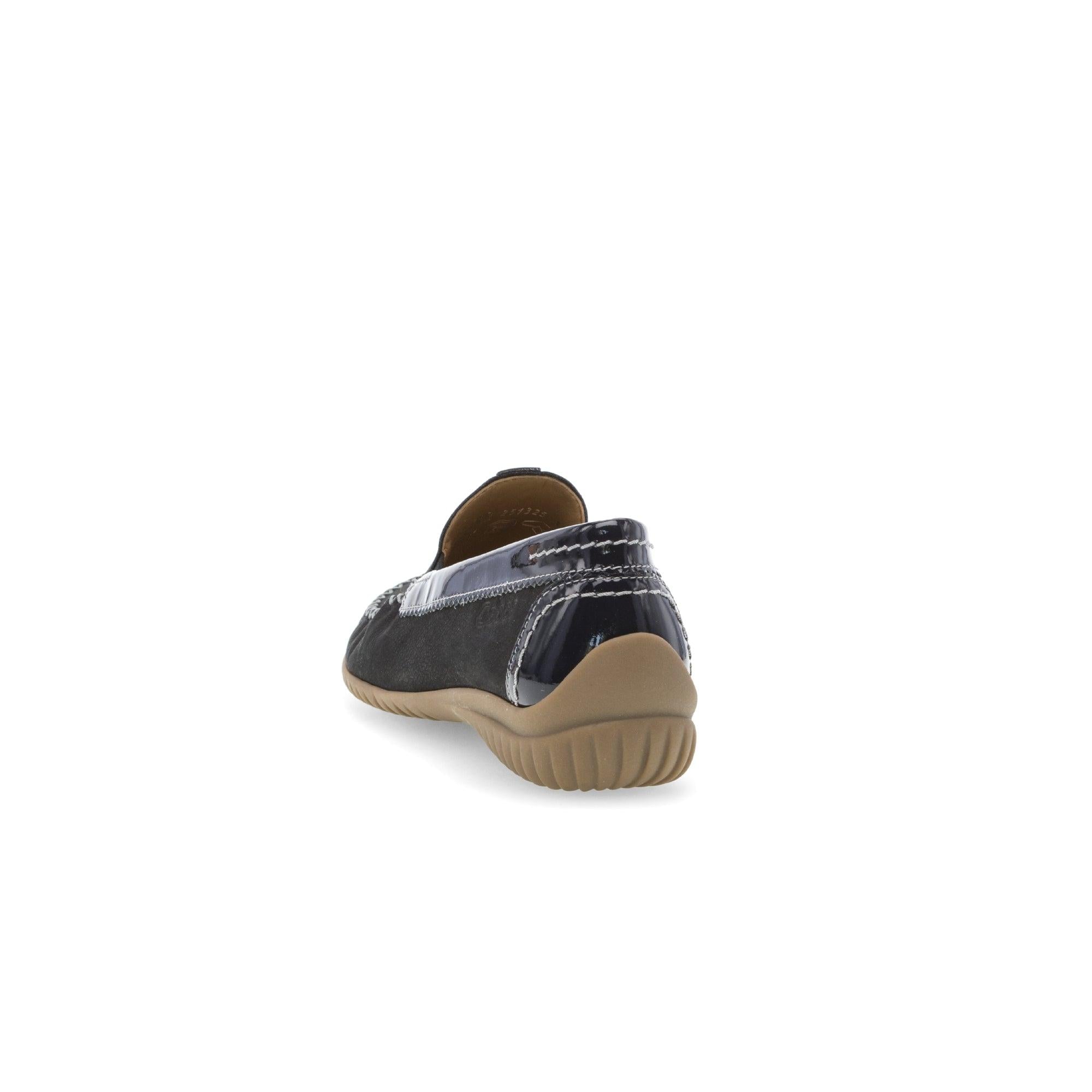Gabor California Ladies Dark Blue Nubuck Slip-On Shoes with cushioned sole and low-profile design.