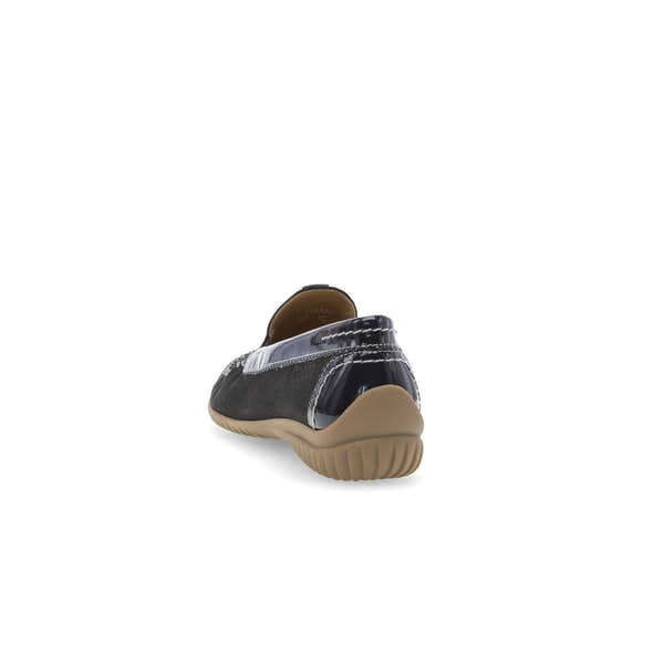 Gabor California Ladies Dark Blue Nubuck Slip-On Shoes with cushioned sole and low-profile design.