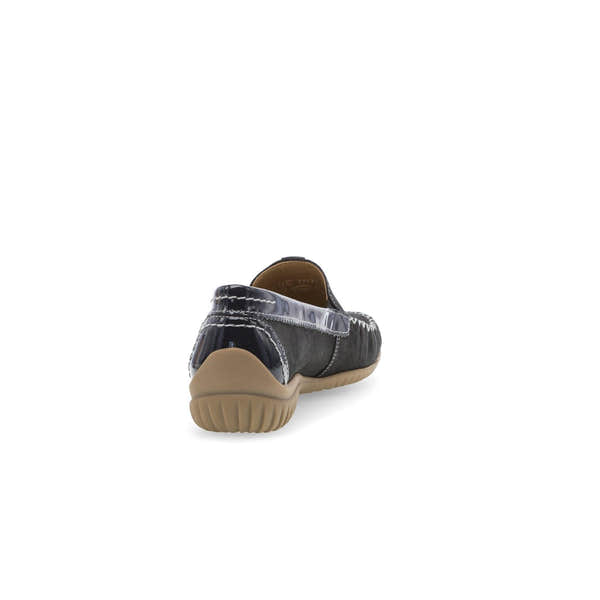 Gabor California Ladies Dark Blue Nubuck Slip-On Shoes, casual low-profile with comfort sole.