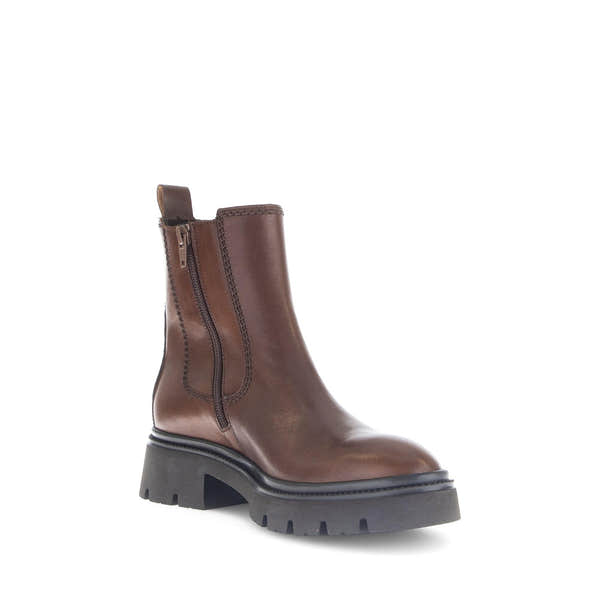 Gabor Marissa Brown Leather Ladies Ankle Boot with Side Zip and Chunky Sole