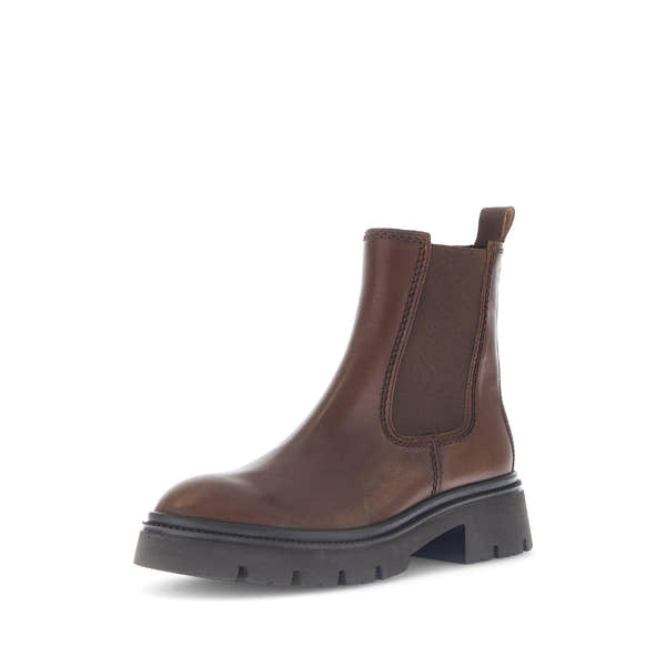 Gabor Marissa brown leather ankle boot with side zip and chunky sole, stylish women's footwear.
