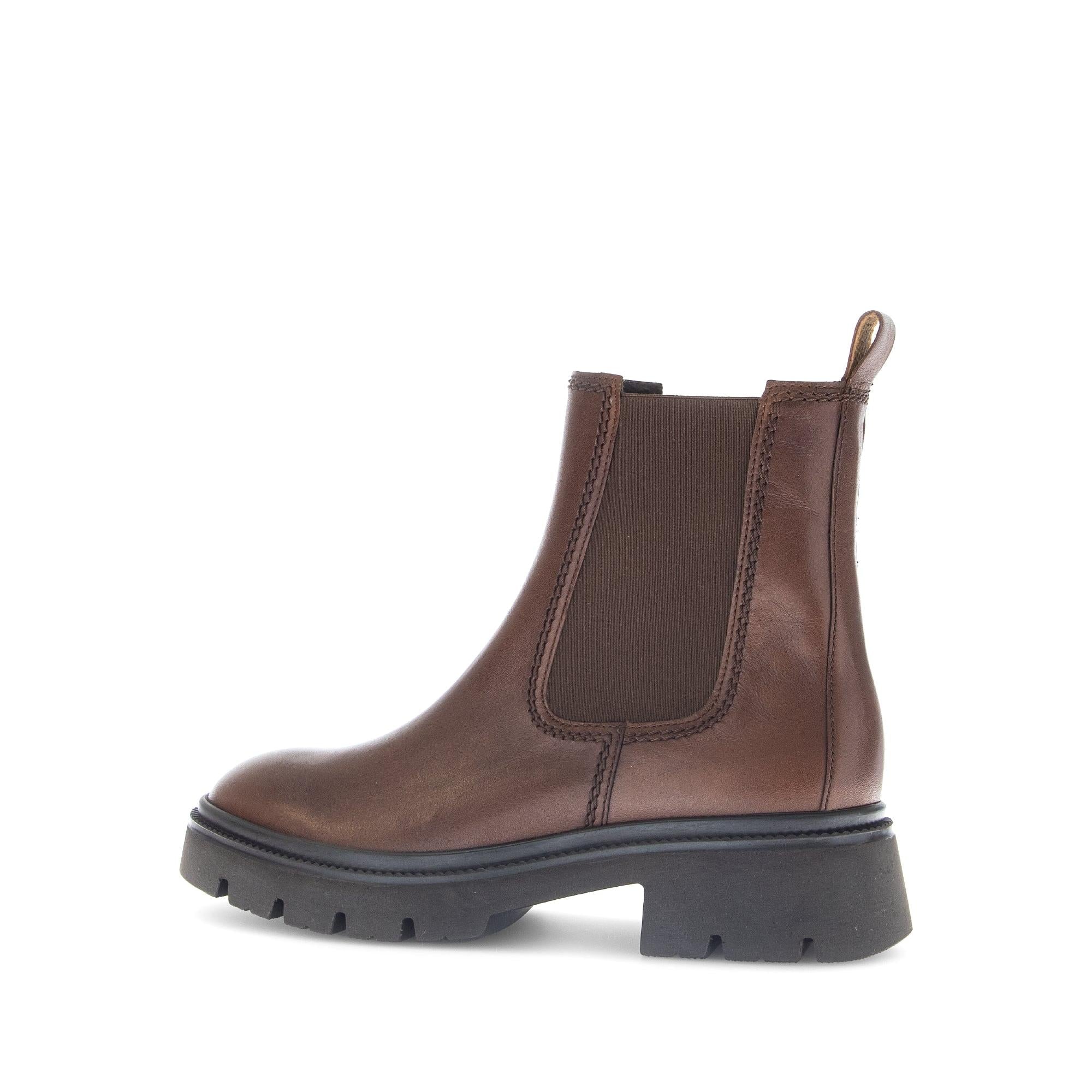 Gabor Marissa ladies ankle boots, brown smooth leather, side zip, chunky heel, stylish and comfortable footwear.
