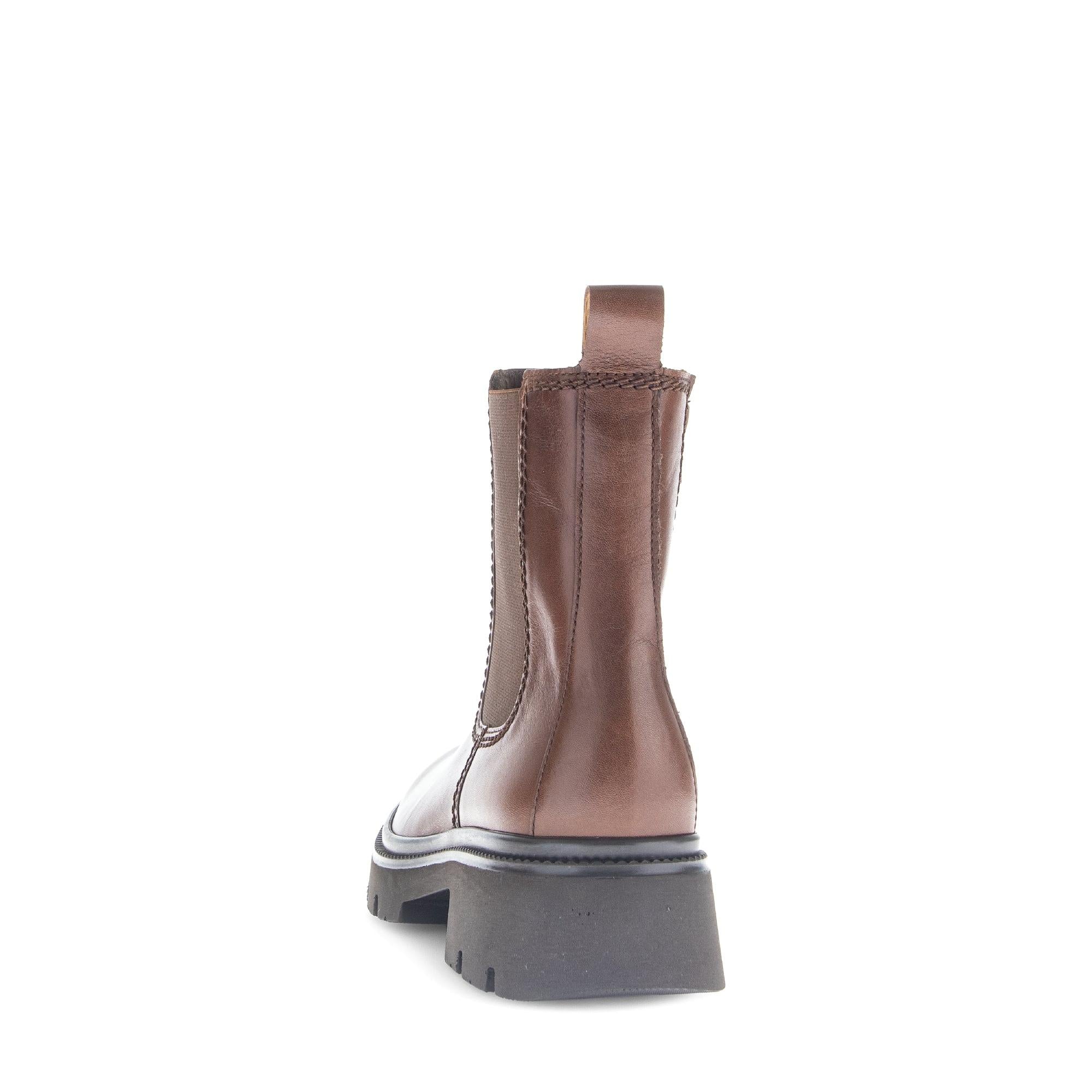 Gabor Marissa brown smooth leather ankle boot with side zip and chunky sole, women's stylish leather footwear.