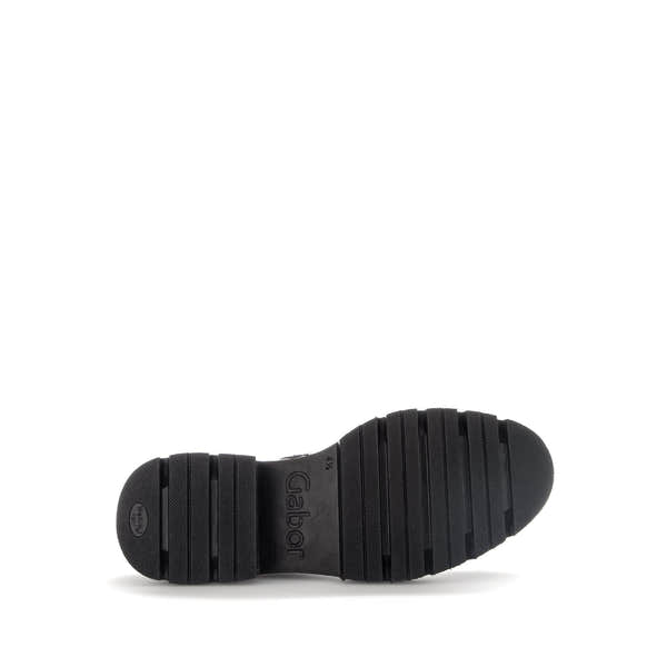 Gabor Marissa women's black waxed leather ankle boots with side zipper and chunky sole, casual and stylish footwear.