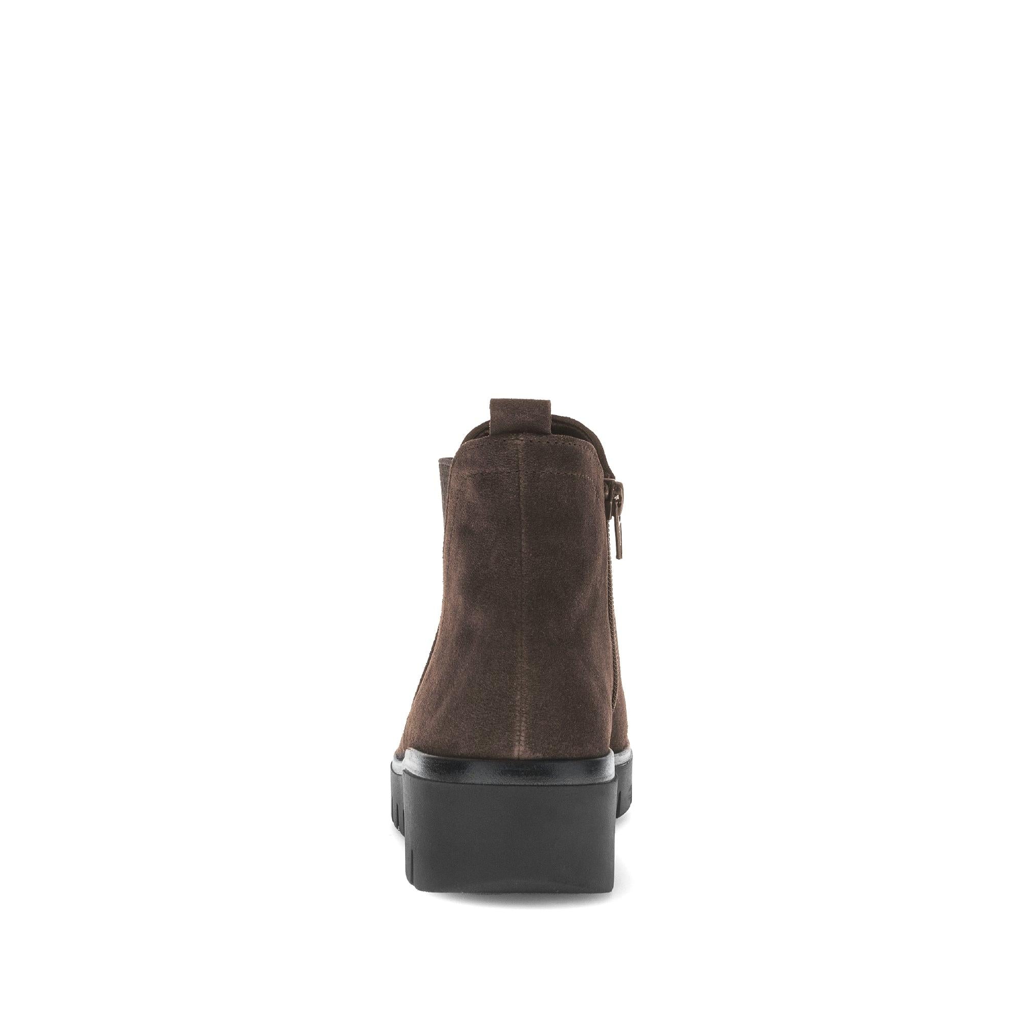 Gabor Dublin Ladies Dark Brown Suede Side Zip Ankle Boots, stylish and versatile with chunky black heel.
