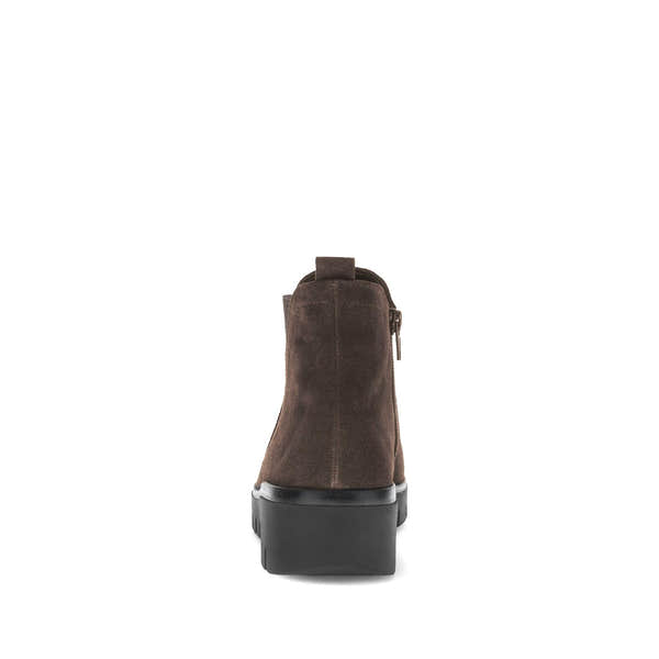 Gabor Dublin Ladies Dark Brown Suede Side Zip Ankle Boots, stylish and versatile with chunky black heel.