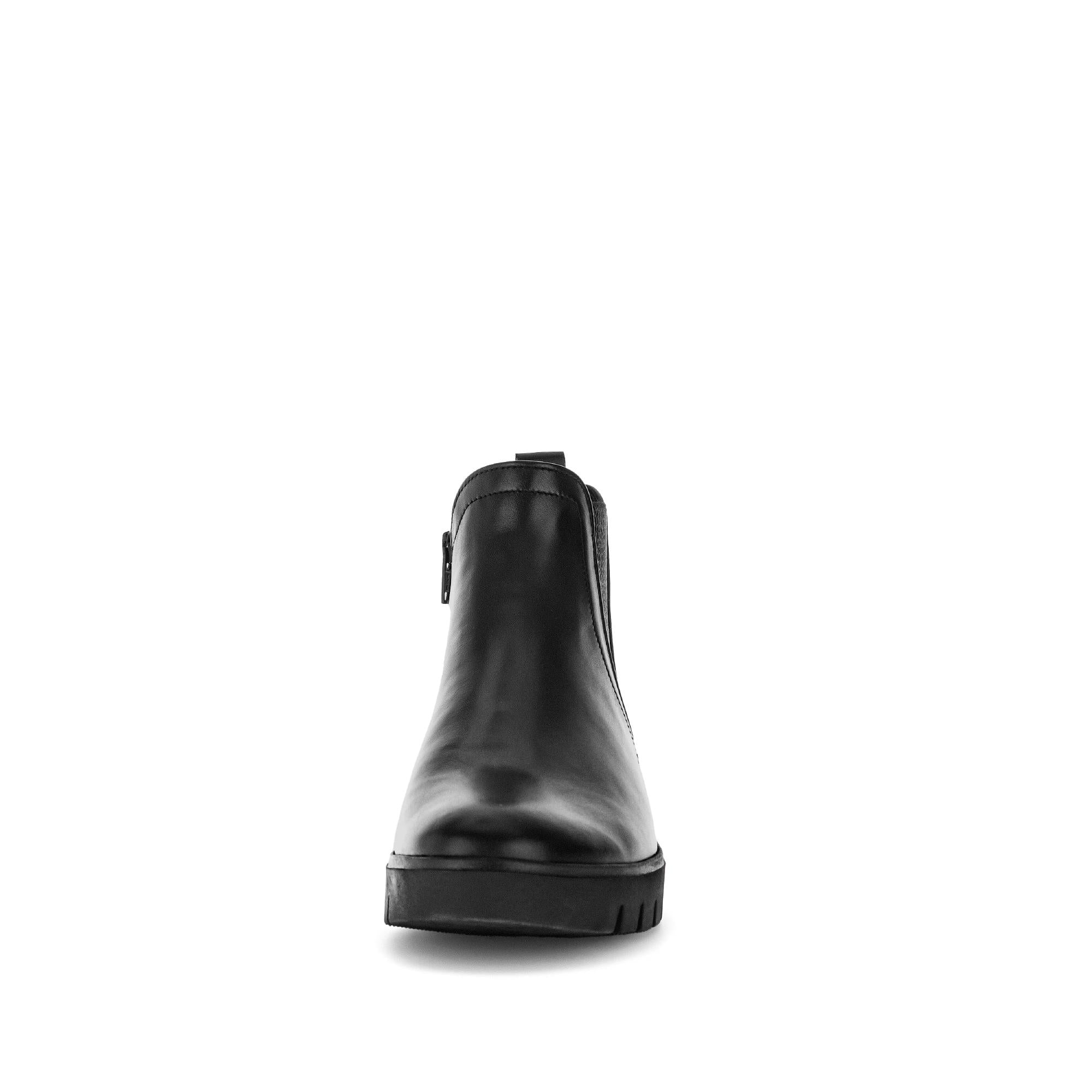 Gabor Dublin Ladies Black Waxed Leather Ankle Boots with Side Zip, Stylish and durable footwear.