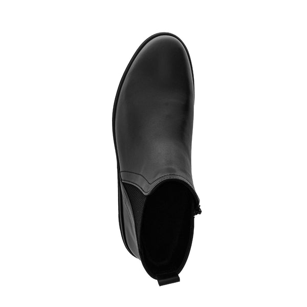 Gabor Dublin women's black waxed leather ankle boots with side zipper and low heel, stylish and waterproof footwear.