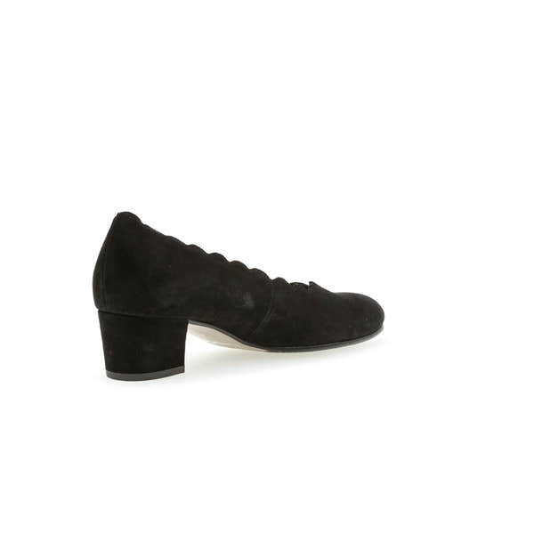 Gabor Gigi Ladies Black Suede Slip-On Heels with block heel, stylish and comfortable for women.
