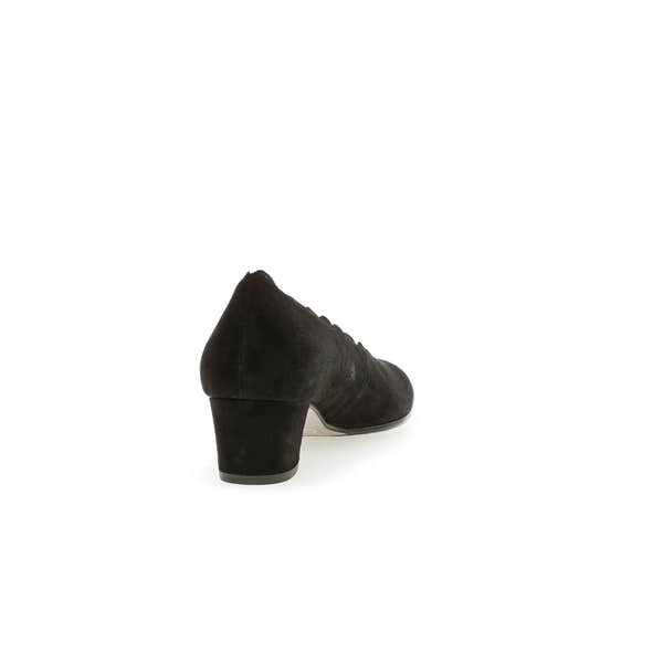Gabor Gigi Ladies Black Suede Slip-On Heels, pointed toe, block heel, elegant and comfortable footwear.