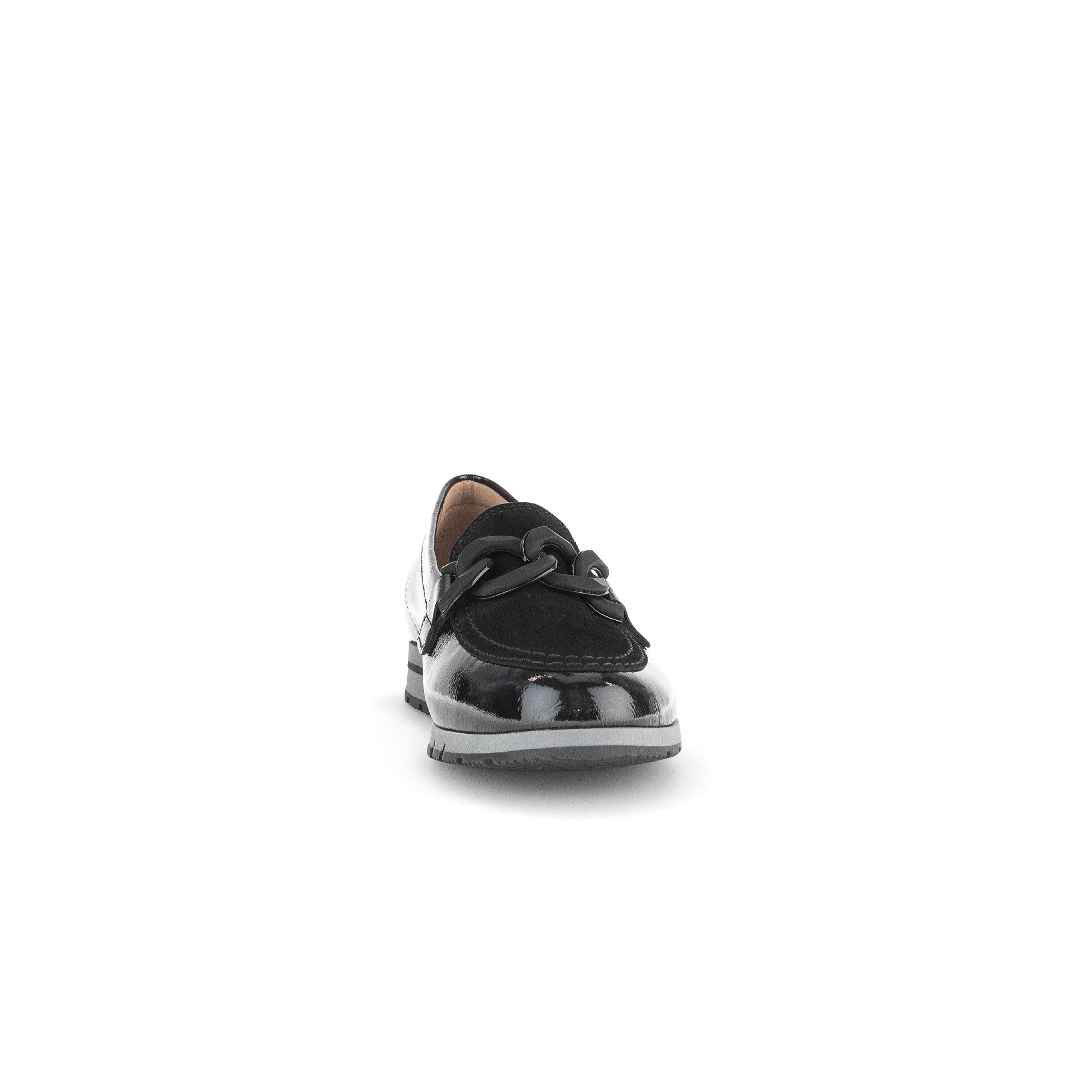 Gabor Bea Ladies Black Patent Leather Slip-On Loafers with Casual Stylish Design