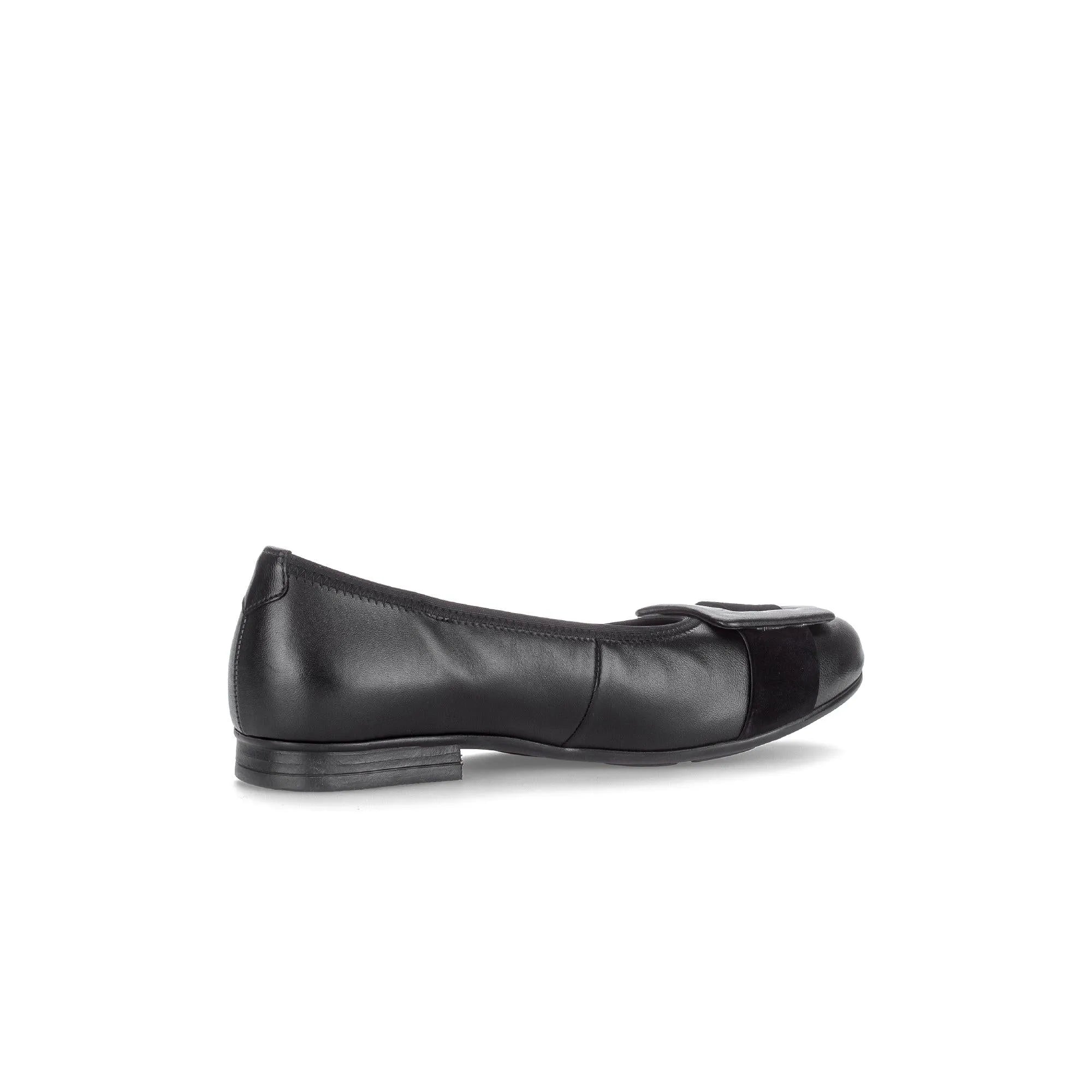 Gabor Paige women's black dimpled leather slip-on flats with bow detail, comfortable and stylish footwear.