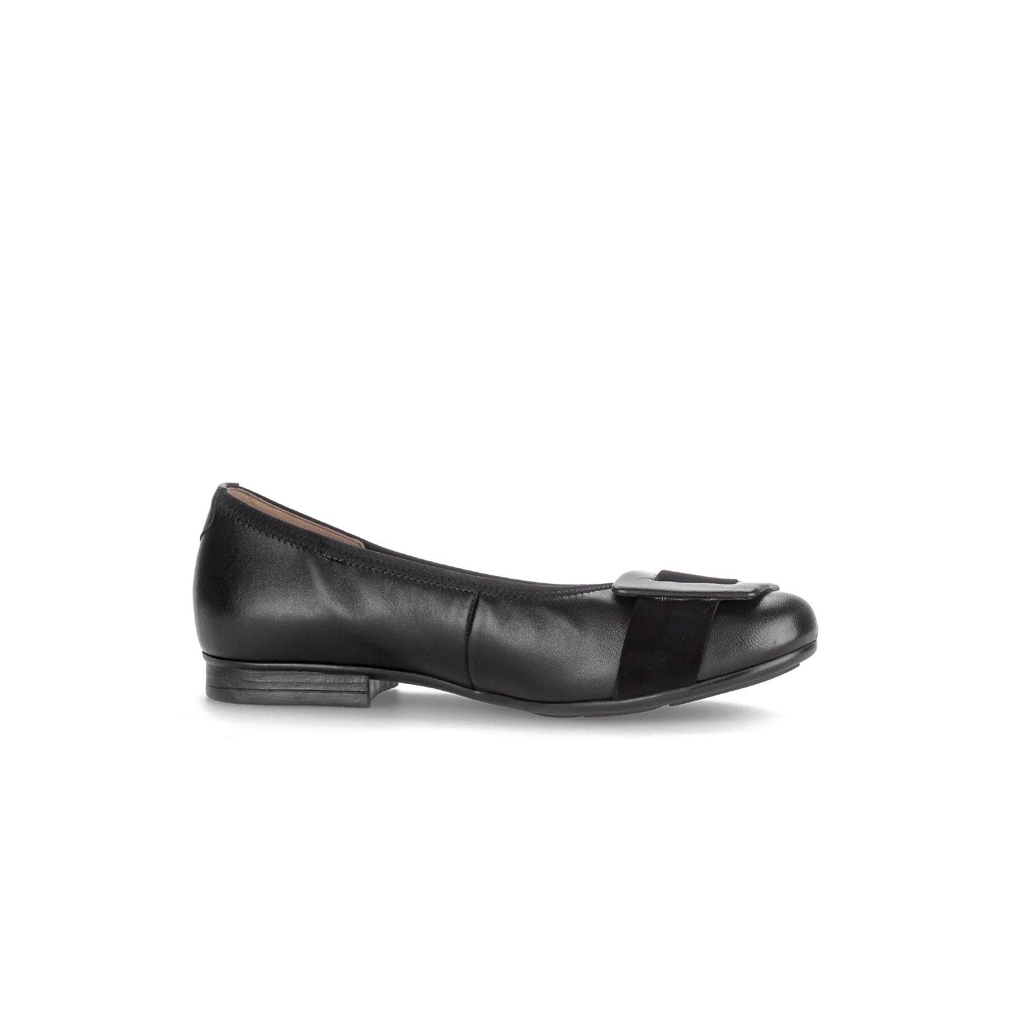 Gabor Women's Black Dimpled Leather Slip-On Shoes with Bow Detail and Low Heel