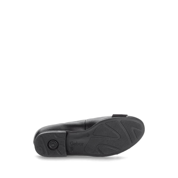 Gabor Paige women's black dimpled leather slip-on shoes with cushioned sole and slip-resistant outsole.