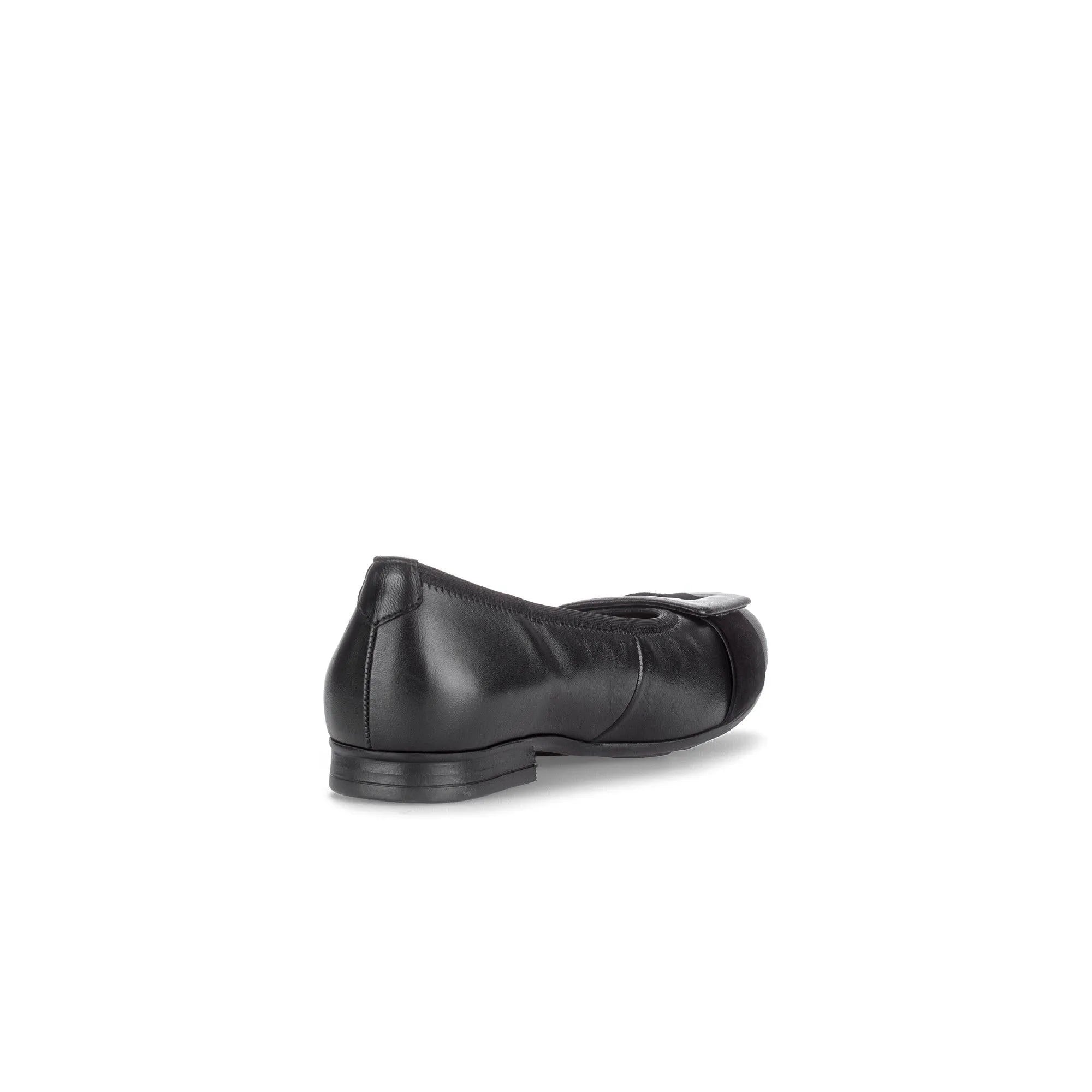 Gabor Paige women's black leather slip-on shoes with dimpled texture and low heel.