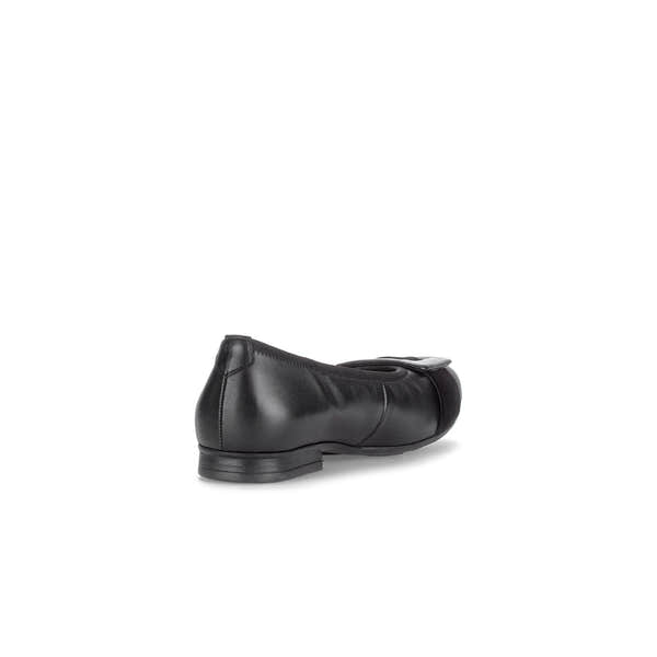 Gabor Paige women's black leather slip-on shoes with dimpled texture and low heel.