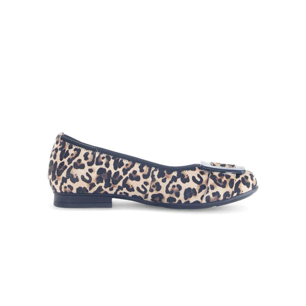 Gabor Paige women's leopard print suede slip-on shoes with bow detail and low heel.