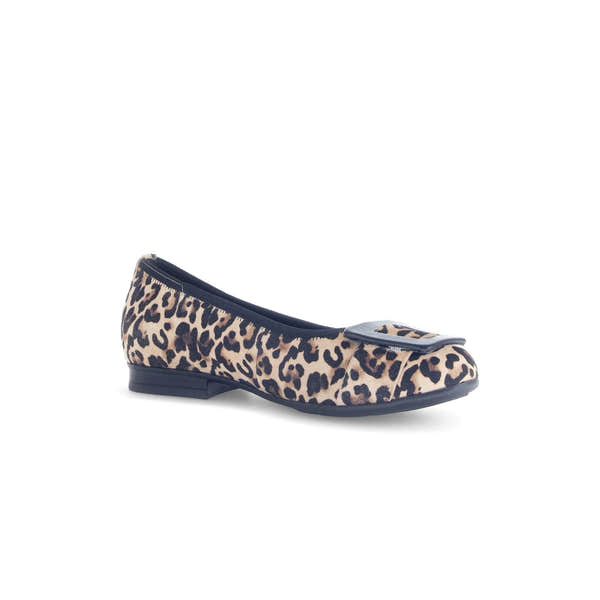 Gabor Paige women's leopard print suede slip-on ballet flat with toe buckle detail.