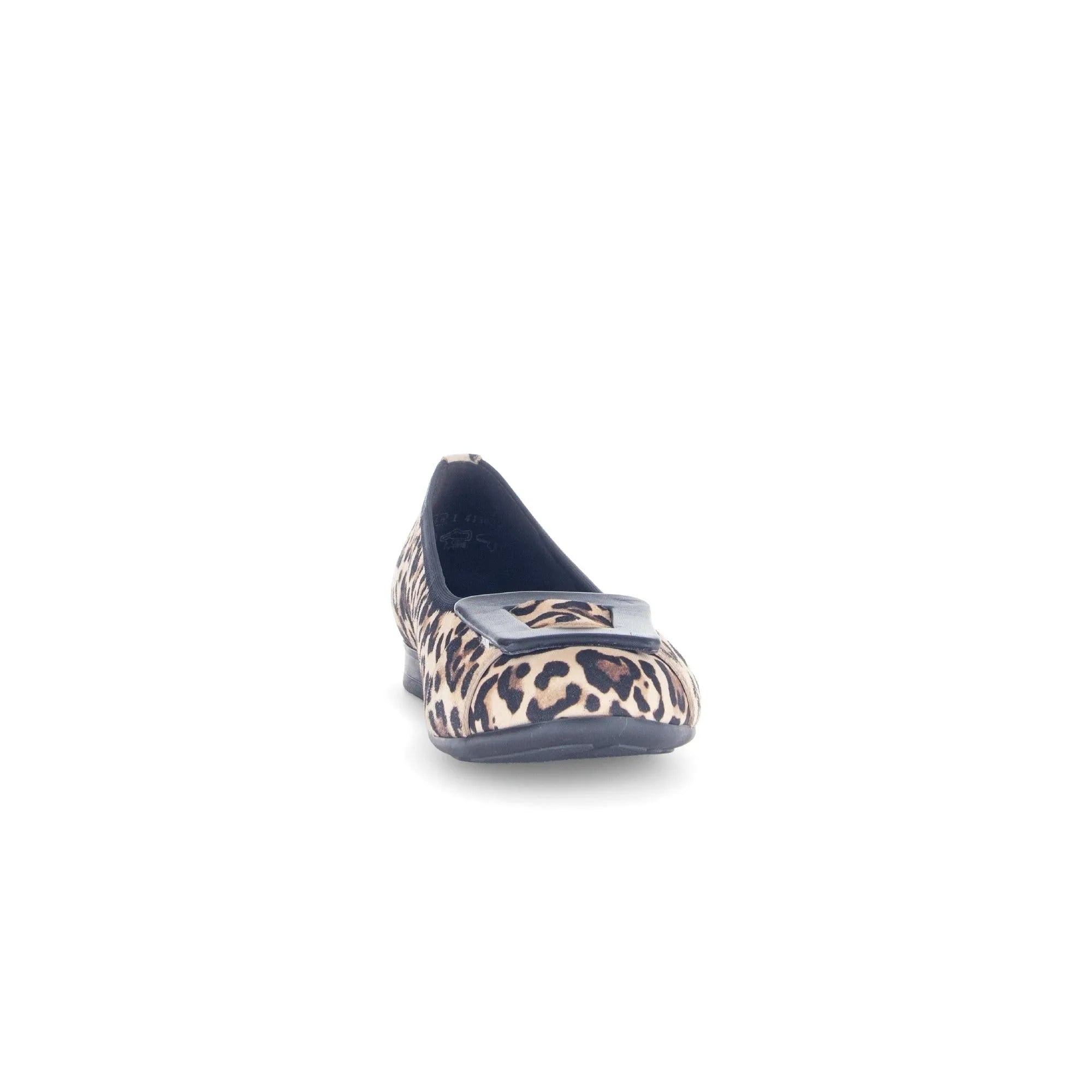 Gabor Paige Leopard Print Suede Slip-On Shoes for Women with Bow Detail and Black Sole