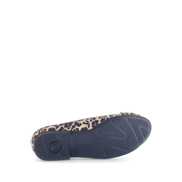 Gabor Paige Ladies Leopard Print Suede Slip-On Shoes with rubber sole, stylish and comfortable for women.