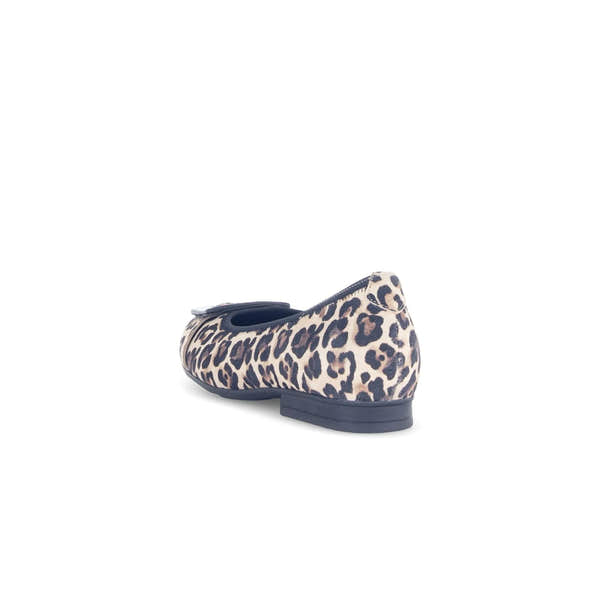 Gabor Paige women's leopard print suede slip-on shoes with black sole and rounded toe.
