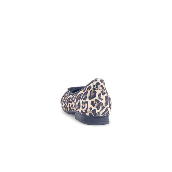 Gabor Paige women's slip-on shoes with leopard print suede, black sole, casual style.