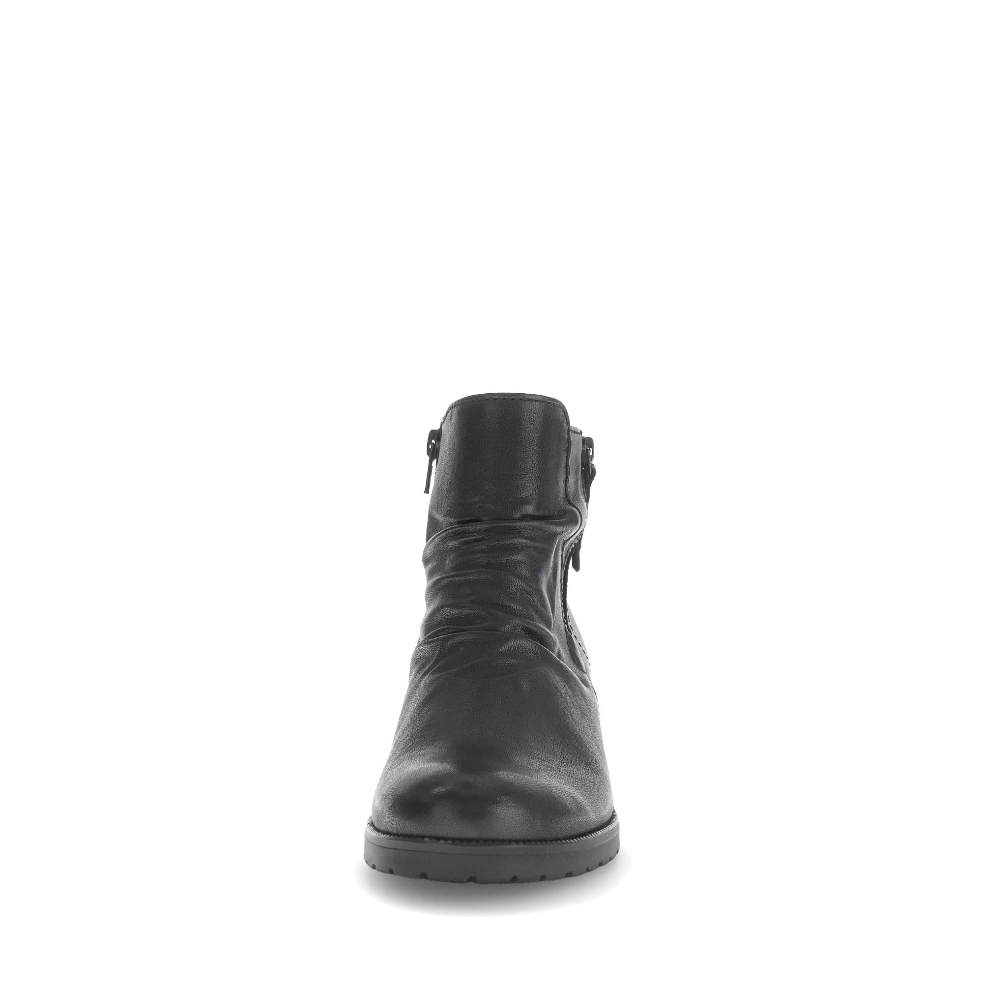 Gabor Jenna Women's Black Soft Leather Ankle Boots with Side Zipper, Flat Sole, stylish and comfortable.