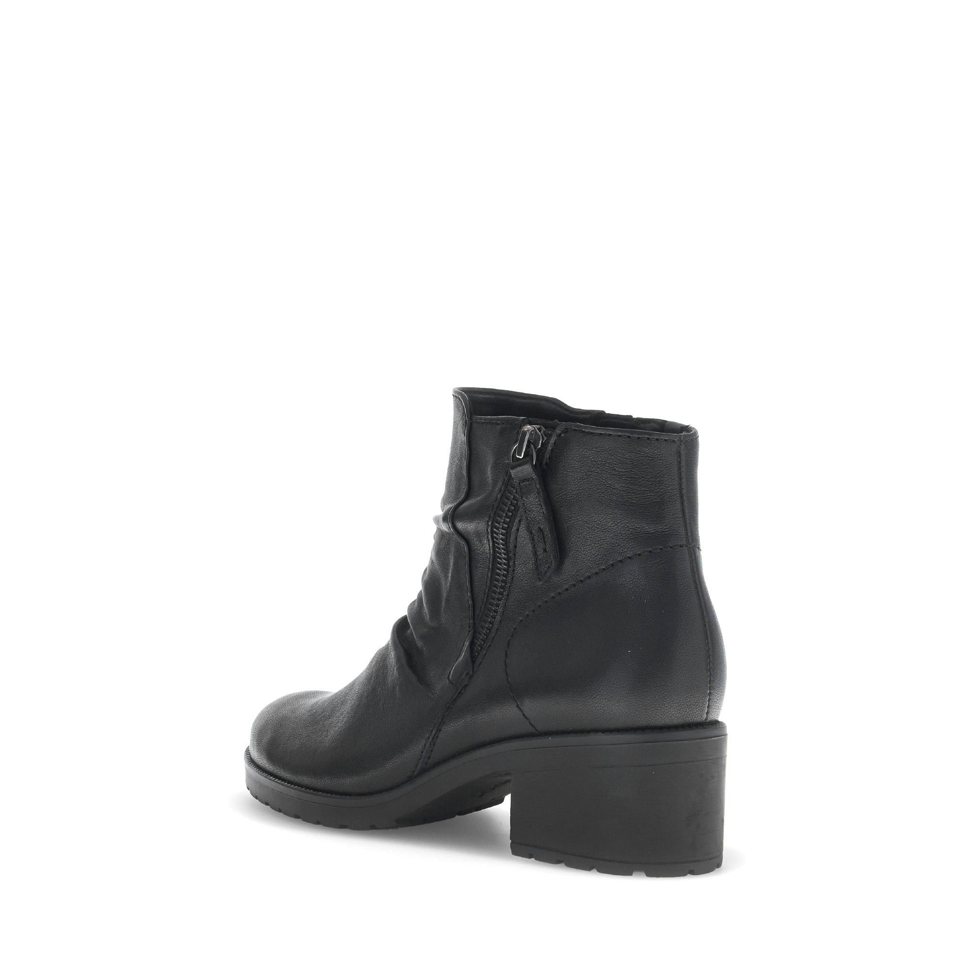 Gabor Jenna Ladies Black Leather Side Zip Ankle Boots with Block Heel, soft leather, and stylish design.