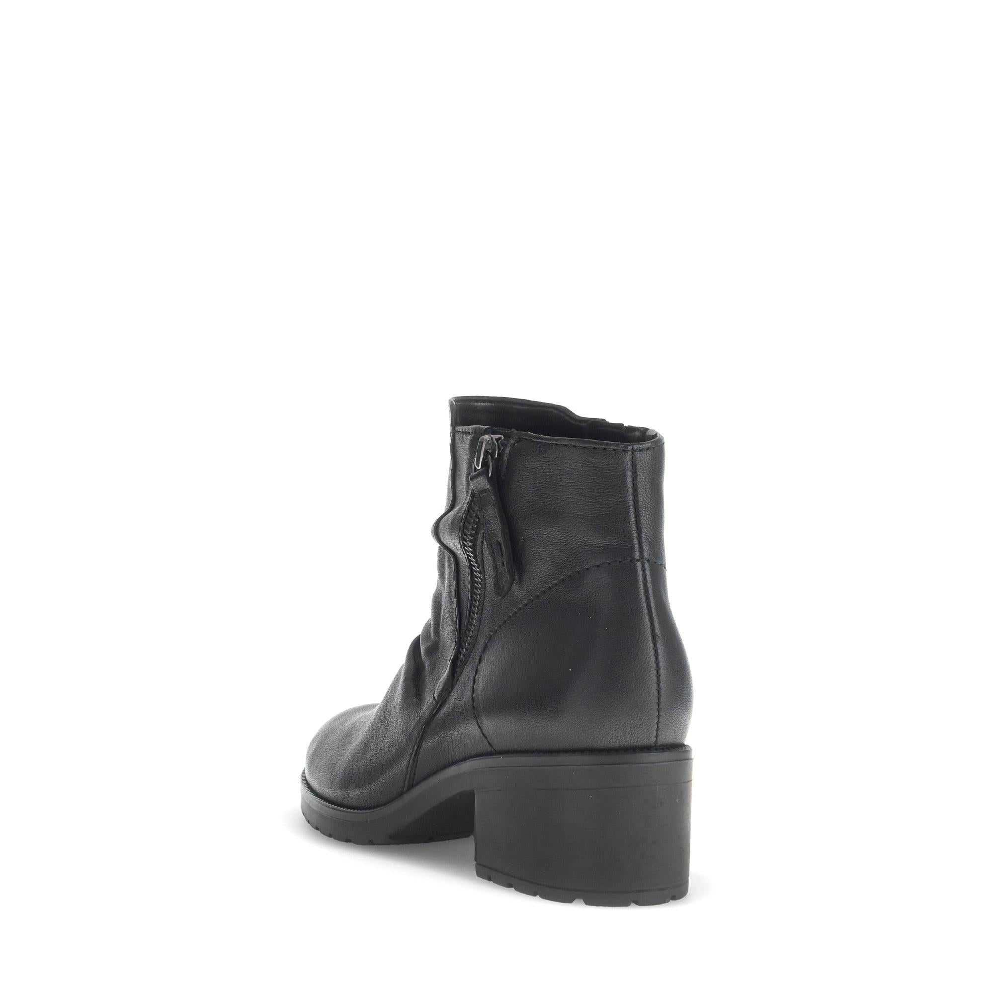 Gabor Jenna women's black leather ankle boots with side zipper and chunky heel, stylish and comfortable footwear.