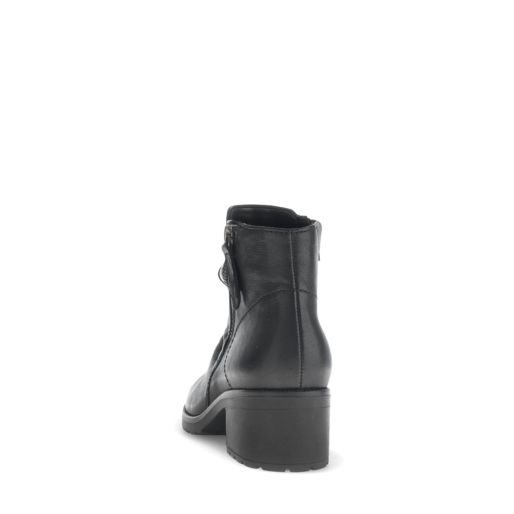 Gabor Jenna Women's Black Leather Side Zip Ankle Boots, soft leather, chunky heel, stylish and comfortable footwear.