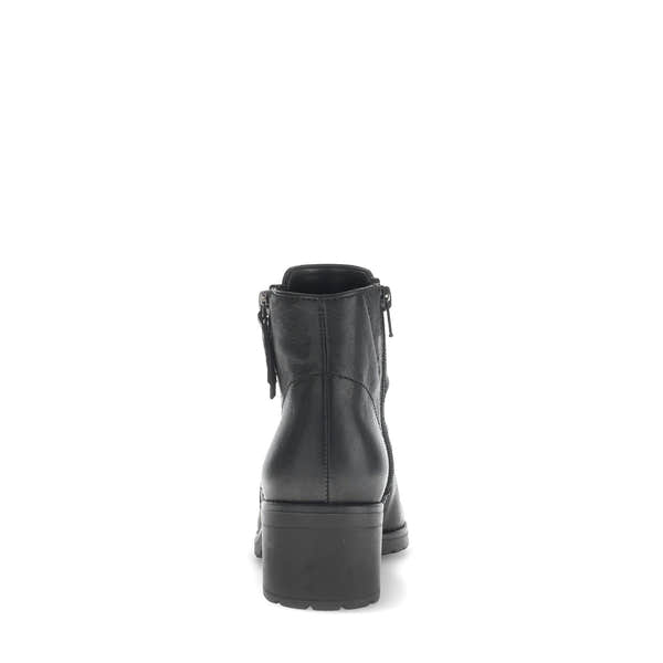 Gabor Jenna Women's Black Leather Side Zip Ankle Boots with Block Heel, stylish and soft leather.
