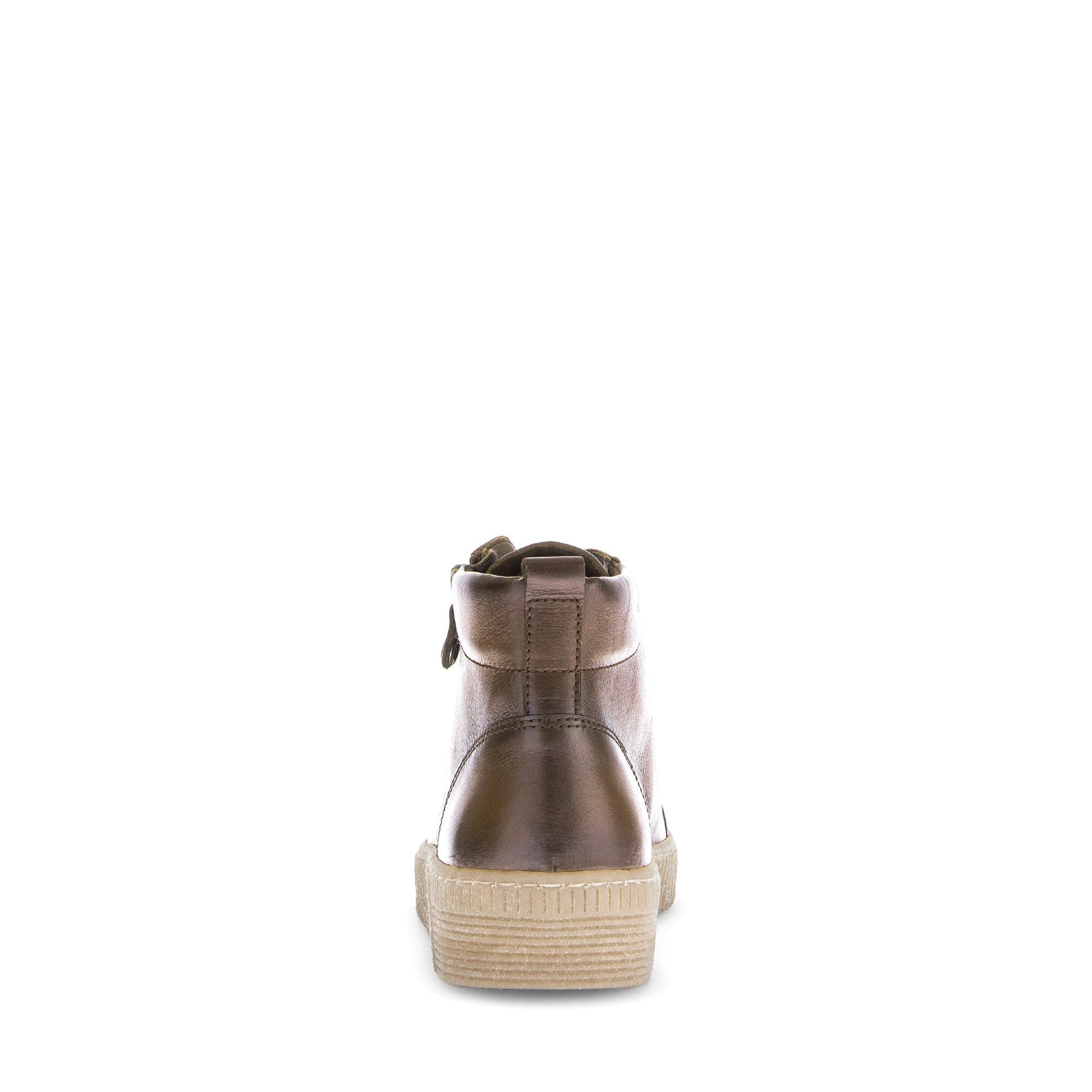 Gabor Lake Ladies Brown Leather Ankle Boots with Zip and Lace, Smooth Leather, Platform Sole