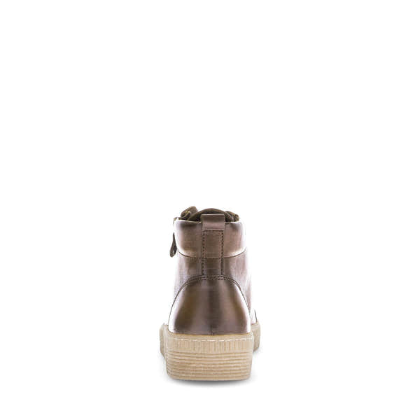 Gabor Lake Ladies Brown Leather Ankle Boots with Zip and Lace, Smooth Leather, Platform Sole