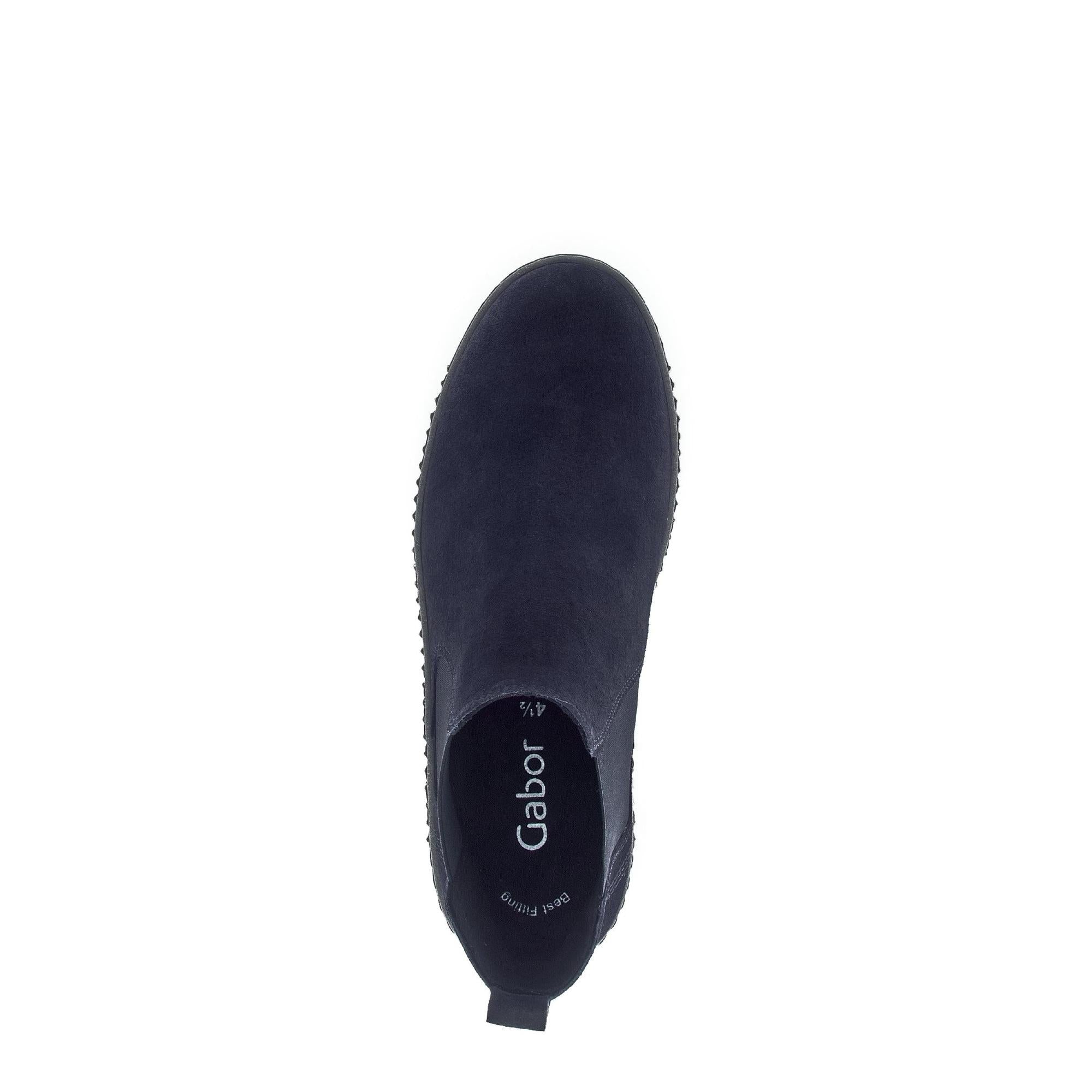Gabor Lourdes Ladies Ocean Navy Velour Suede Pull-On Ankle Boots, 73.731.36, stylish and comfortable footwear.