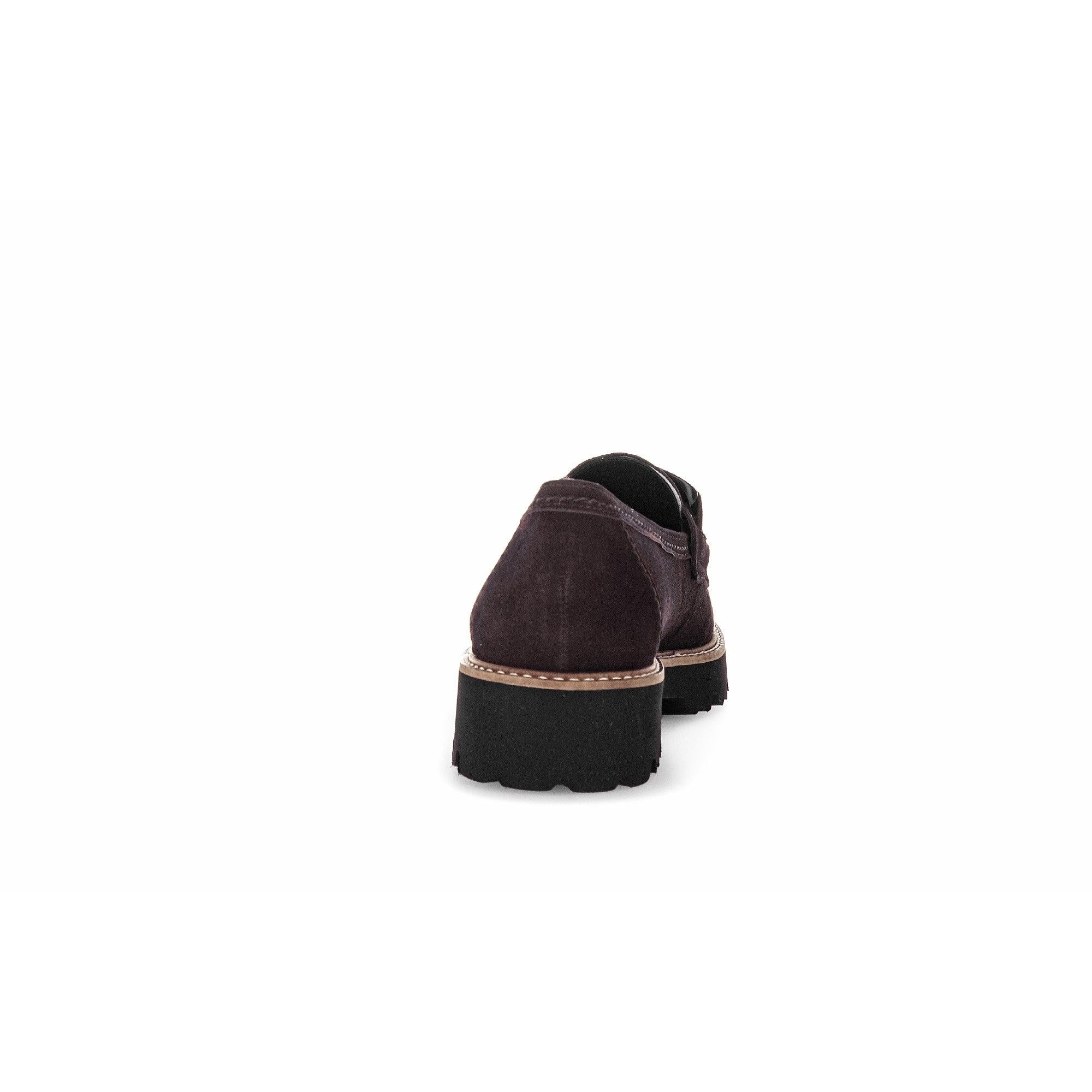 Gabor Women's 75.240.38 Squeeze Chocolate Brown Suede Slip-On Loafers with chunky black soles.