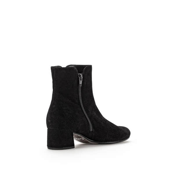 Gabor Abbey Ladies Black Microsuede Side Zip Ankle Boots with Block Heel.