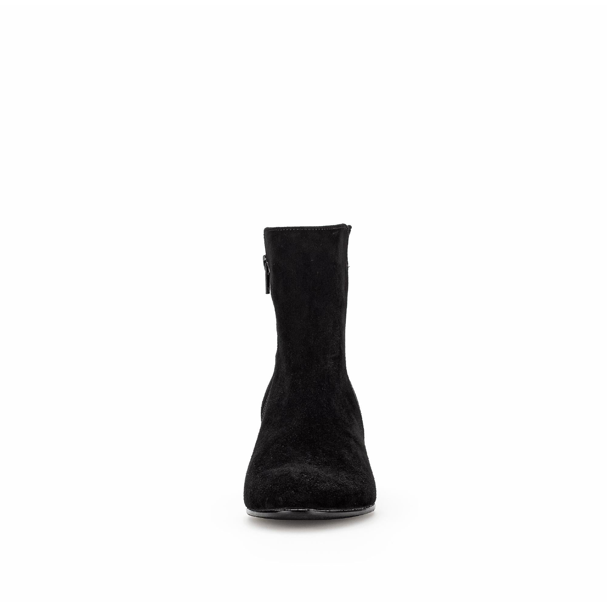 Gabor Abbey Women's Black Microsuede Side Zip Ankle Boots with a sleek, minimalist design.